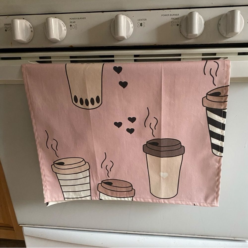 Latte Coffee Cup Tea Towel. NWT.